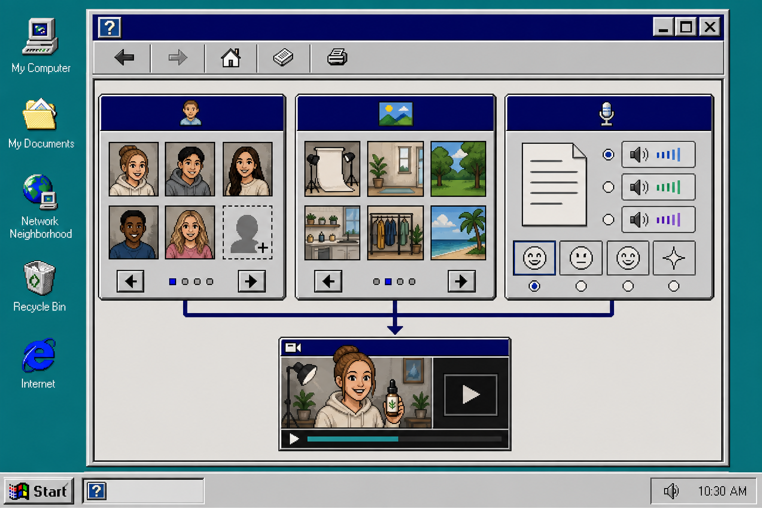 Workflow matrix for avatar, scene, and voice choices