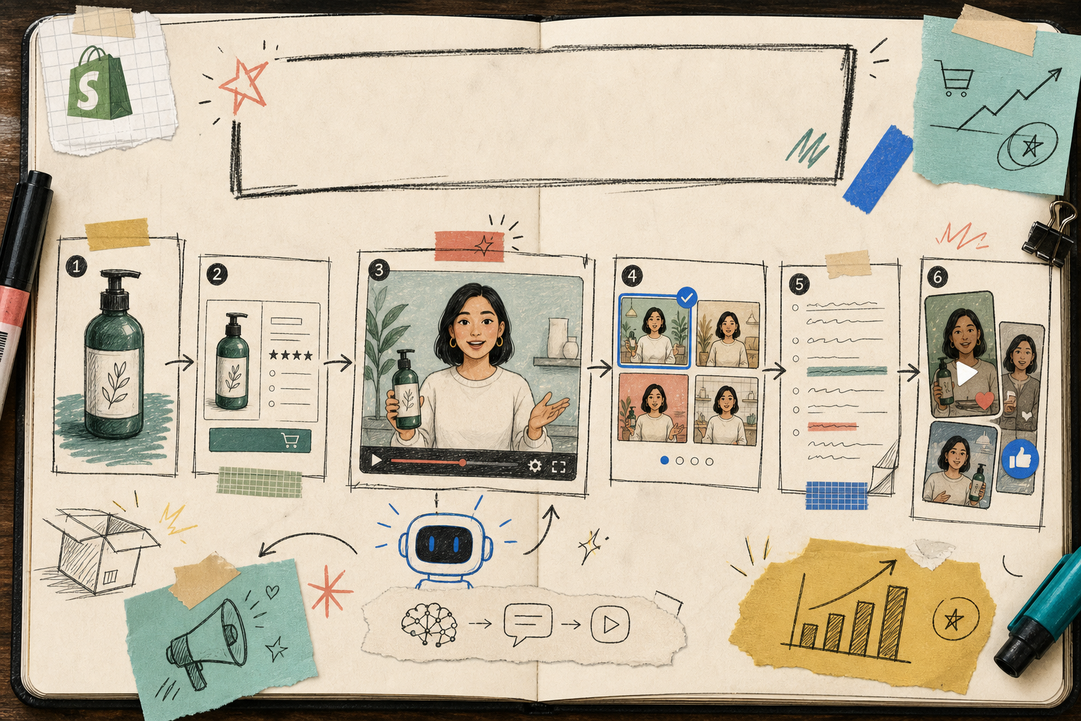 Hand-drawn Shopify UGC video banner