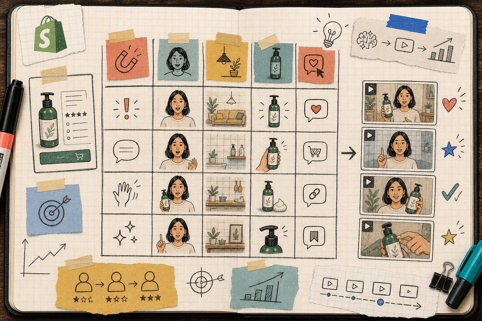 Creative testing matrix for Shopify UGC ads
