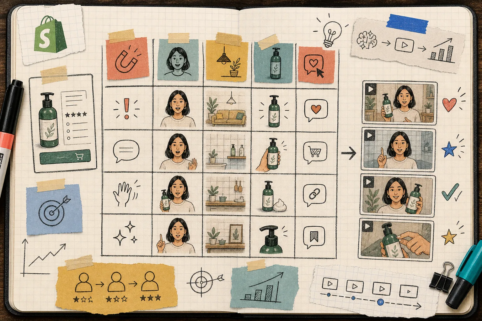 Creative testing matrix for Shopify UGC ads