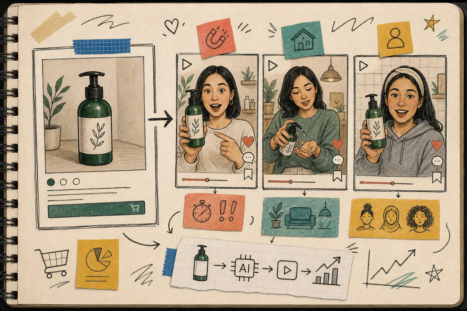 One Shopify product turned into multiple UGC-style video ads