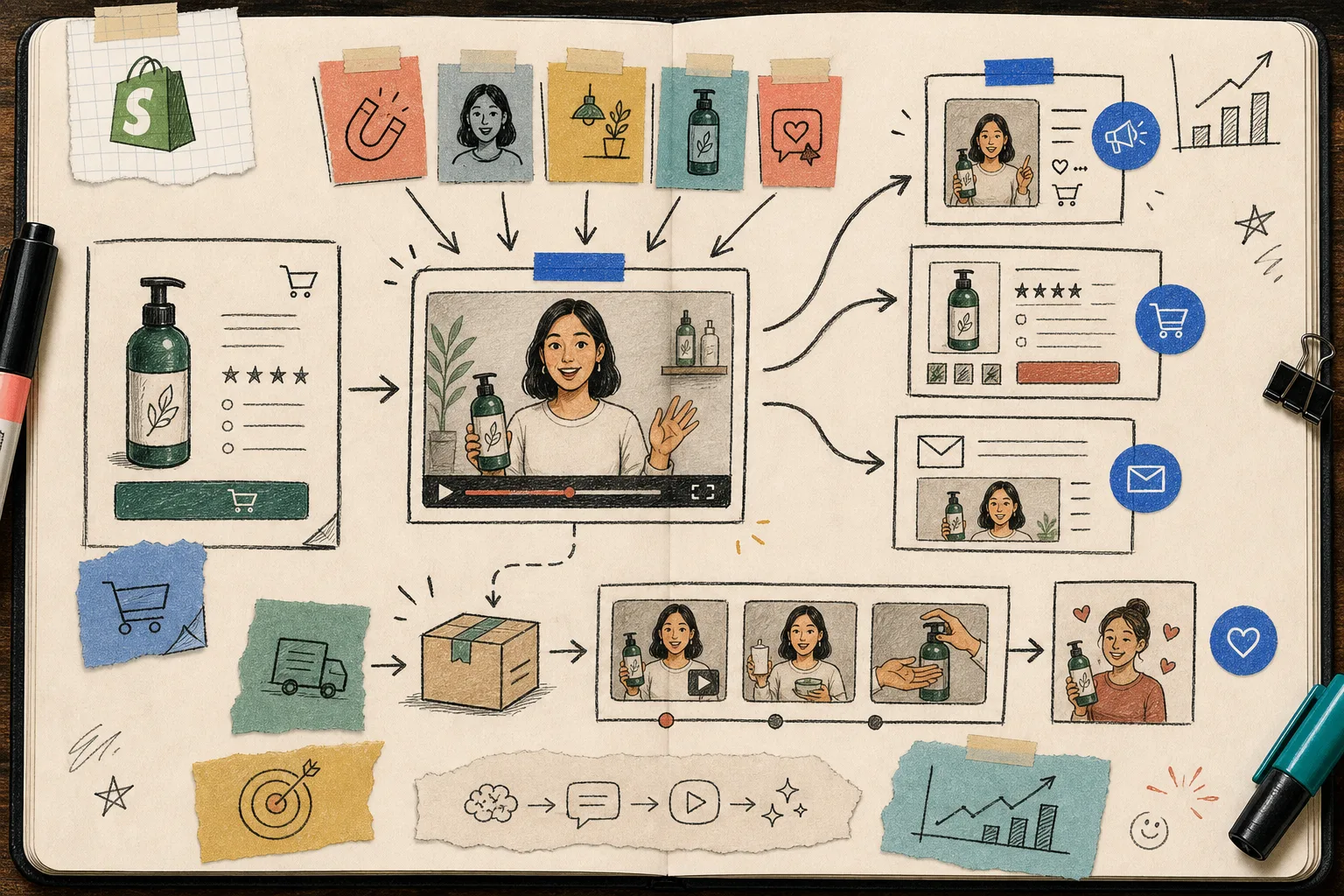UGC video funnel across product, ad, email, and post-purchase