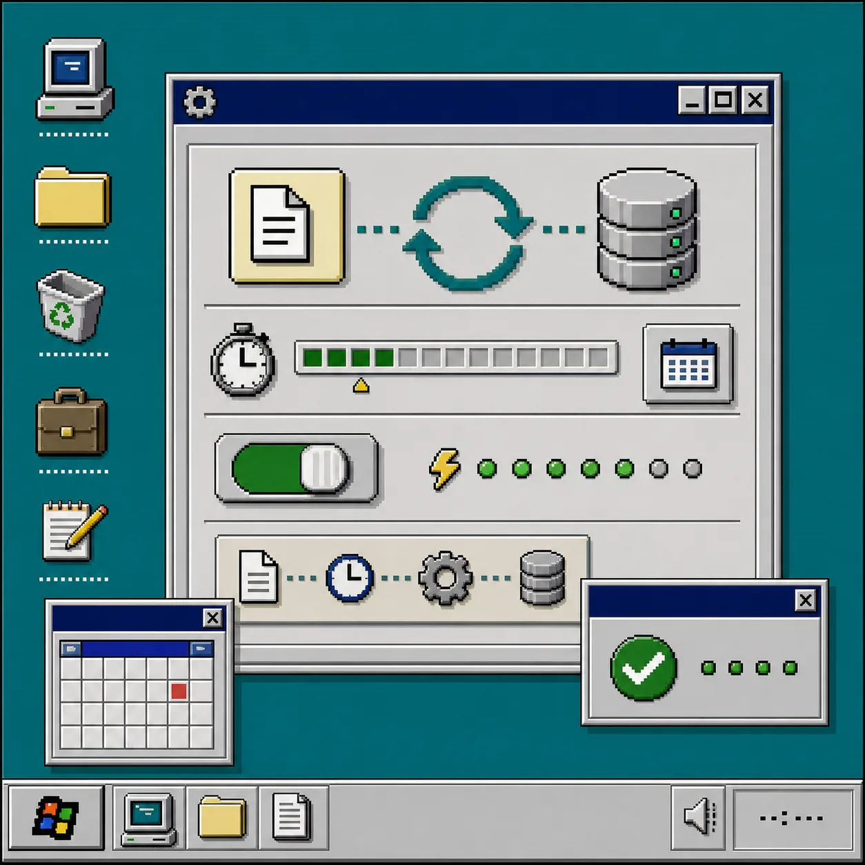 Retro auto-sync control panel for SyncFlow