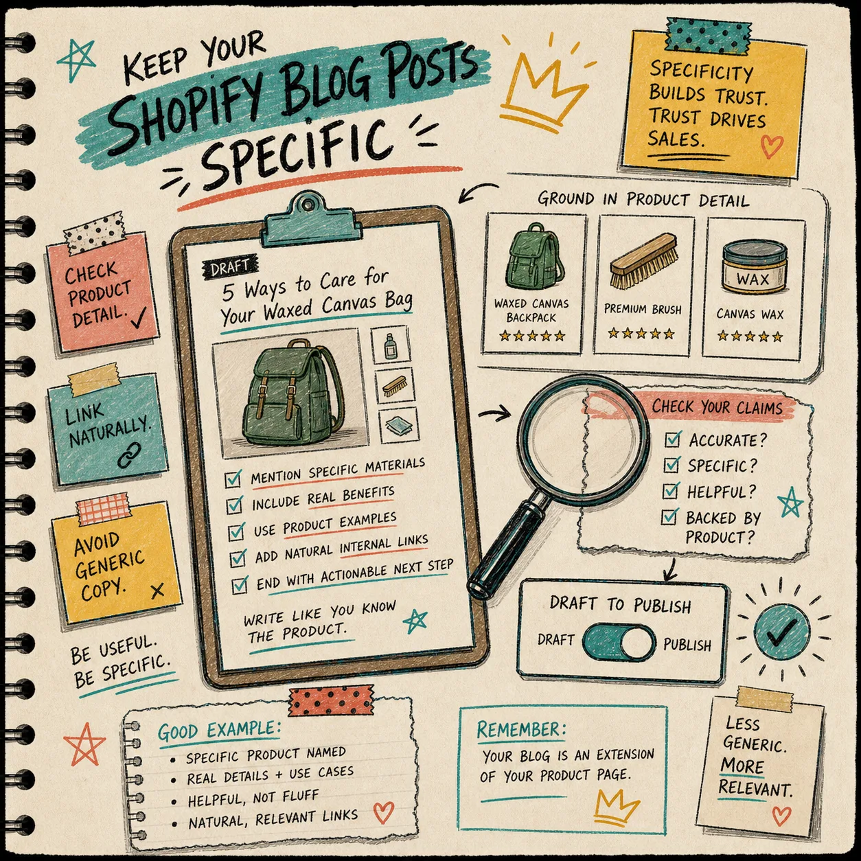 Checklist for keeping Shopify blog posts specific