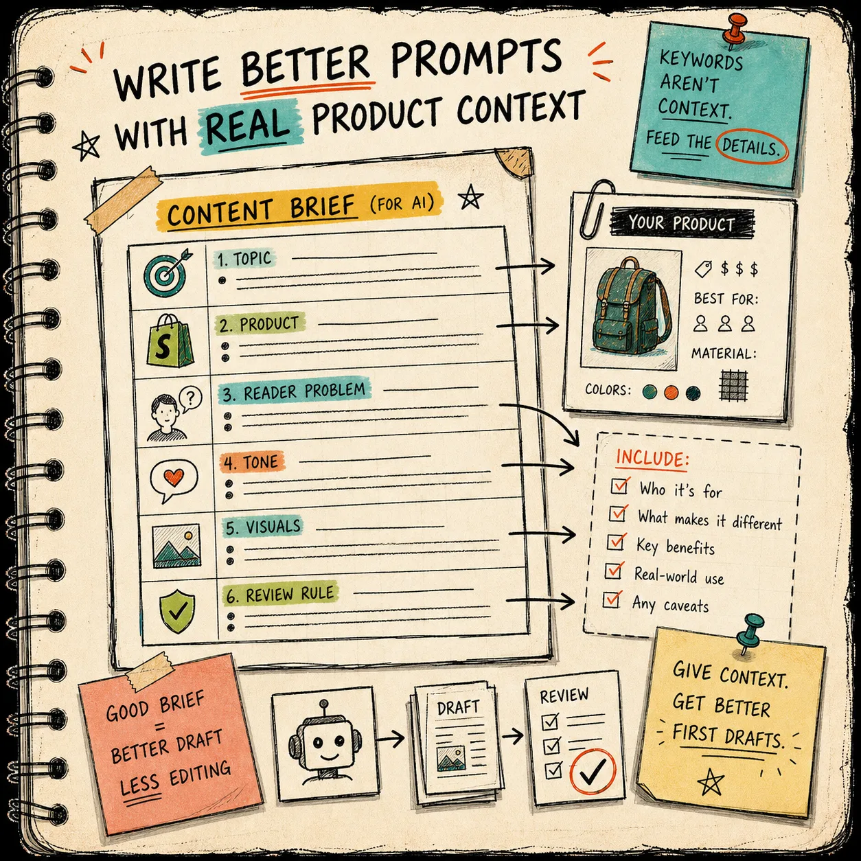 Brief template for product-aware Shopify blog posts