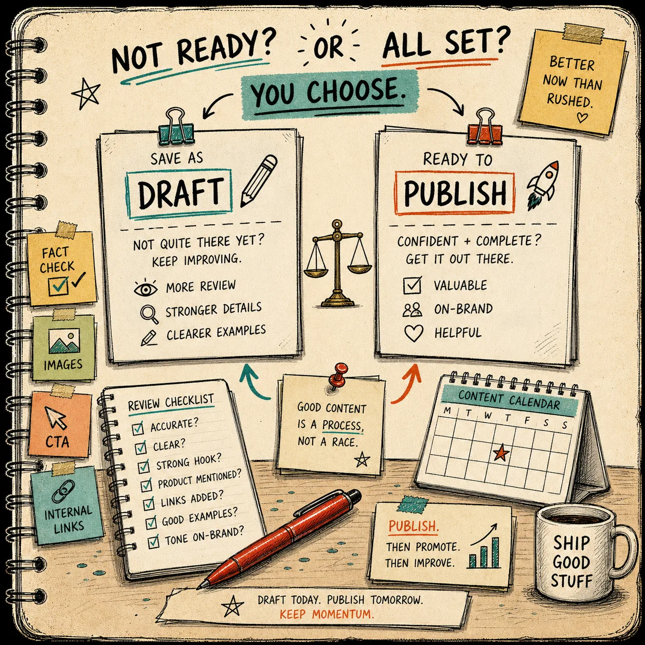 Draft versus publish decision board