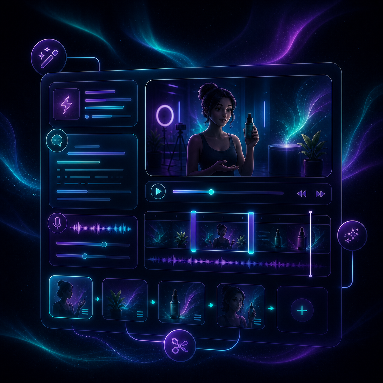 Script and preview panel for editing Shopify UGC video variations