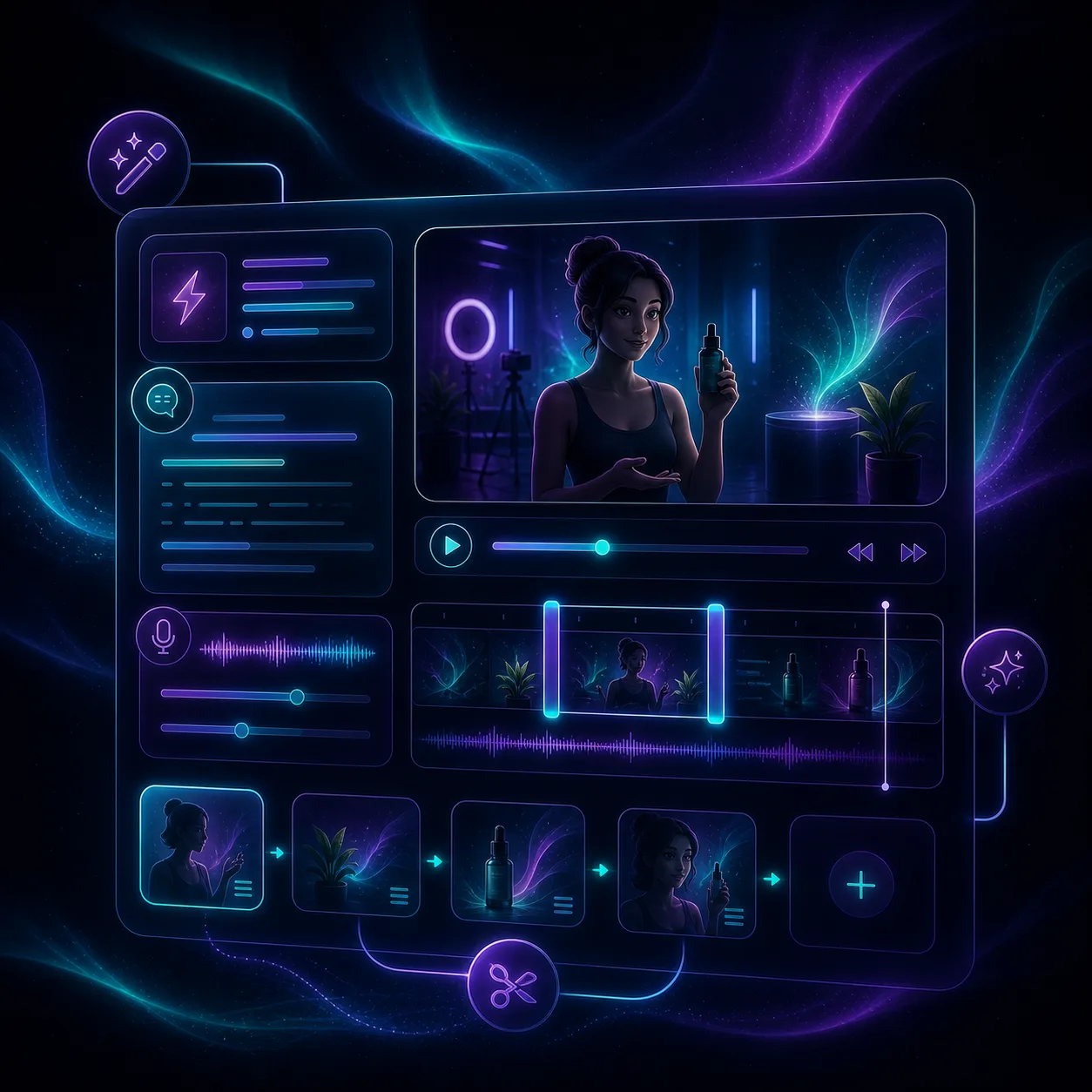Script and preview panel for editing Shopify UGC video variations