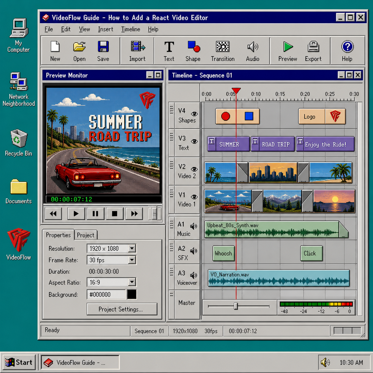 Multi-track timeline and preview monitor