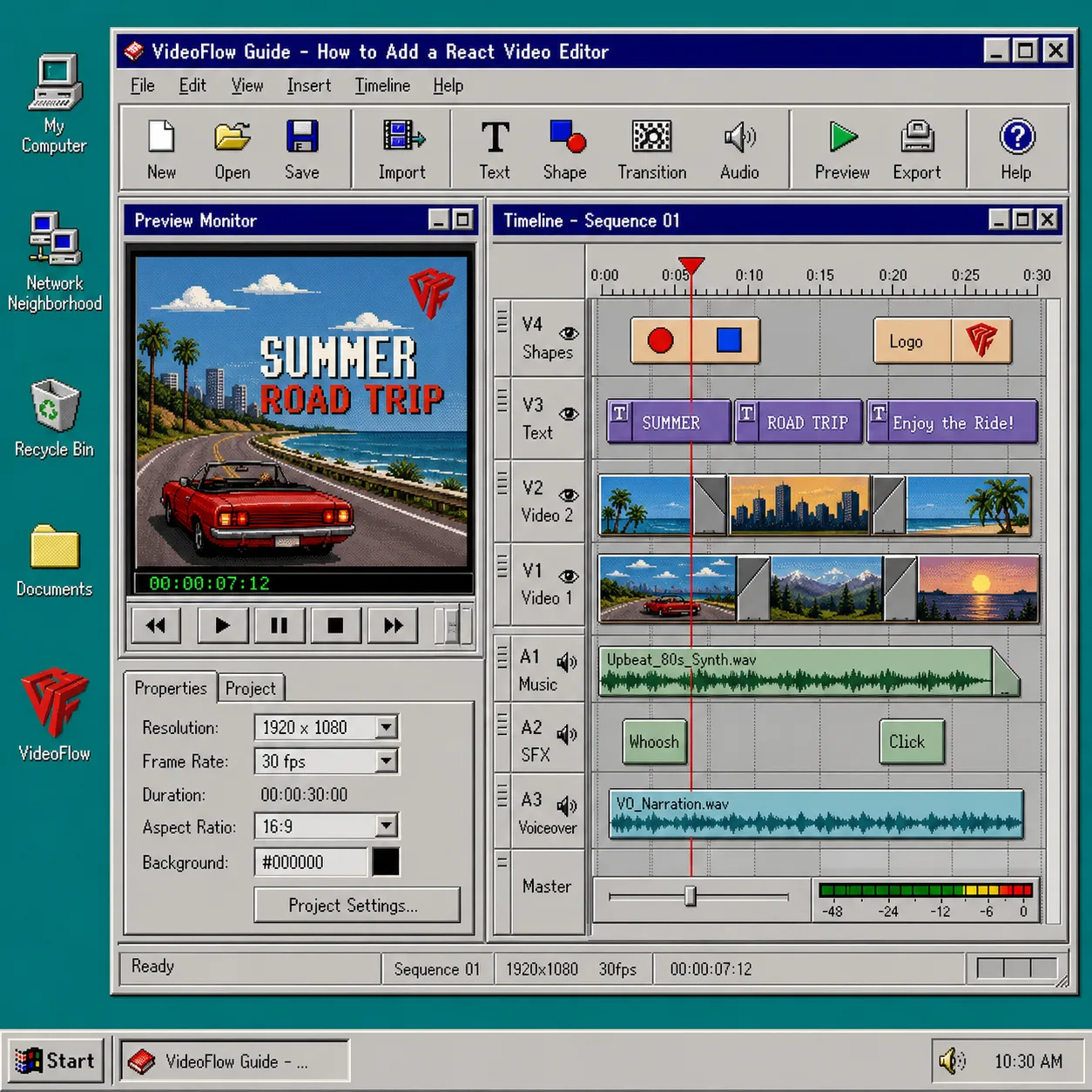 Multi-track timeline and preview monitor