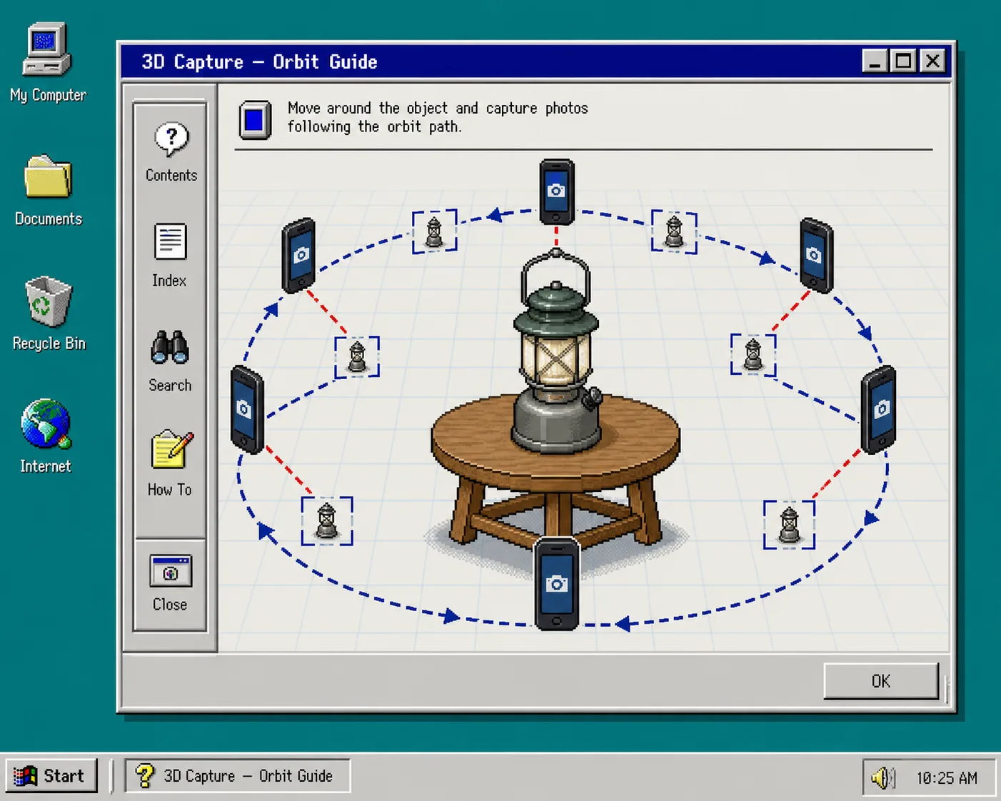 Orbit capture diagram for phone-based 3D scanning
