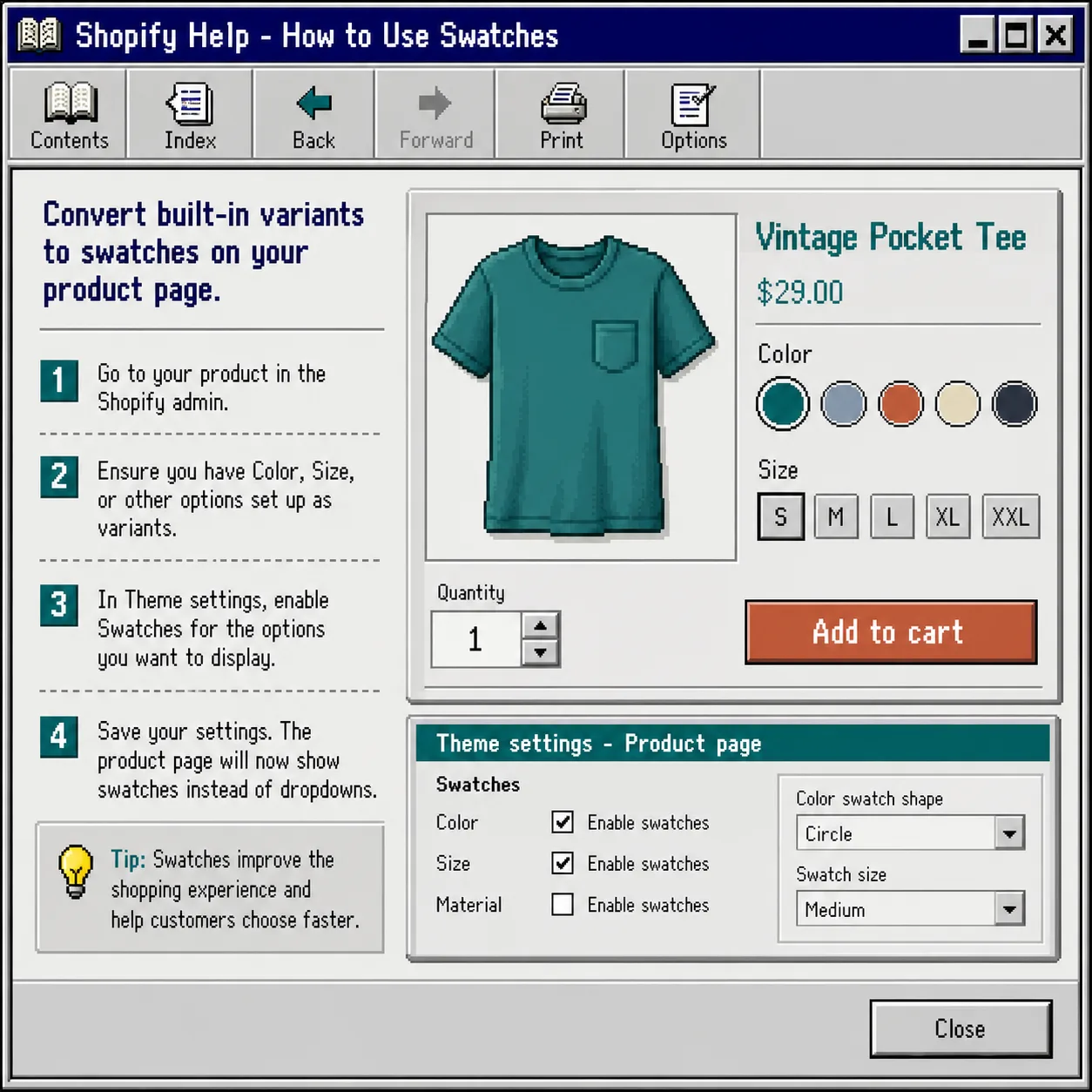 Product page swatch setup