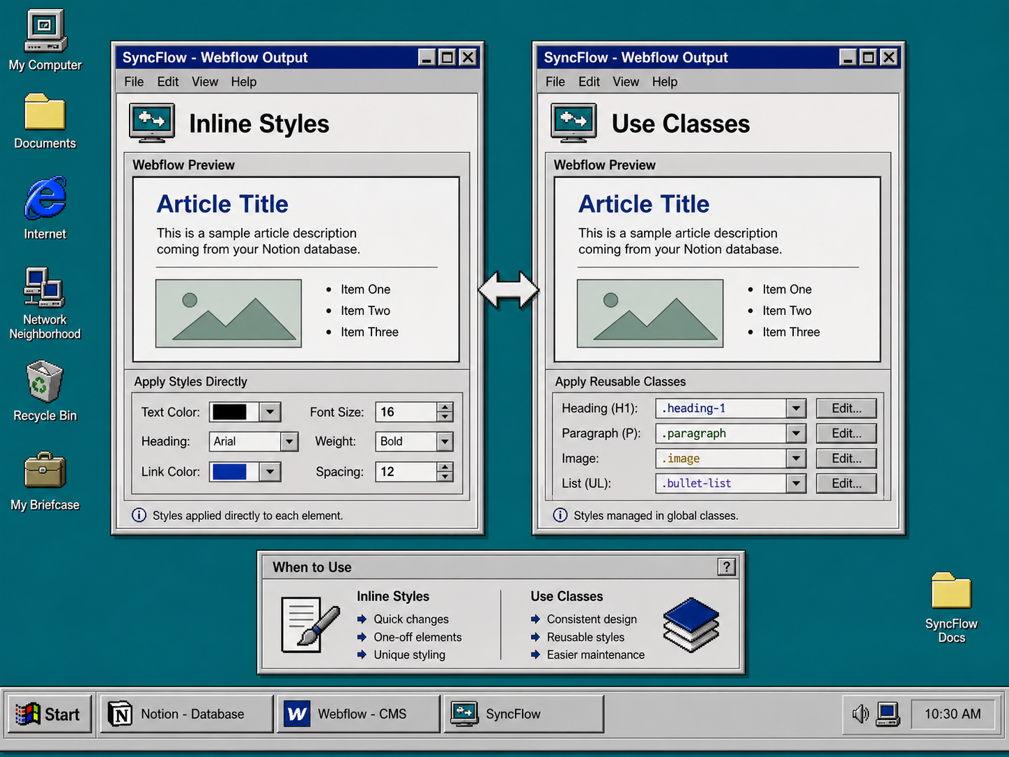 Inline styles versus reusable classes comparison