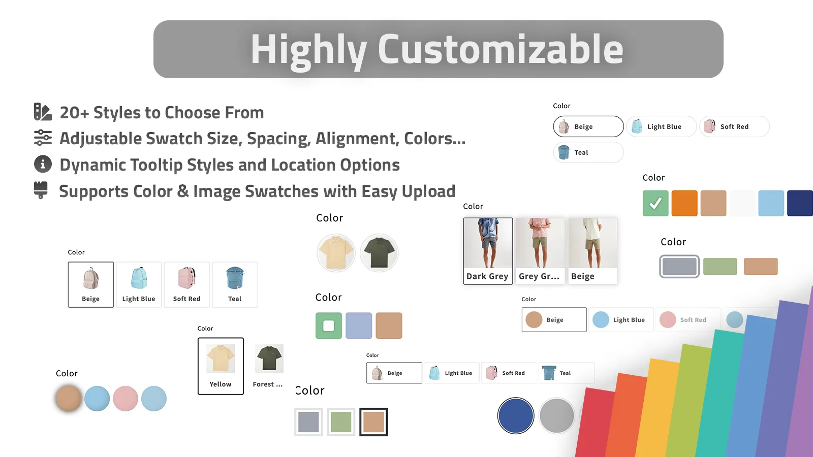 Highly customizable swatch styles