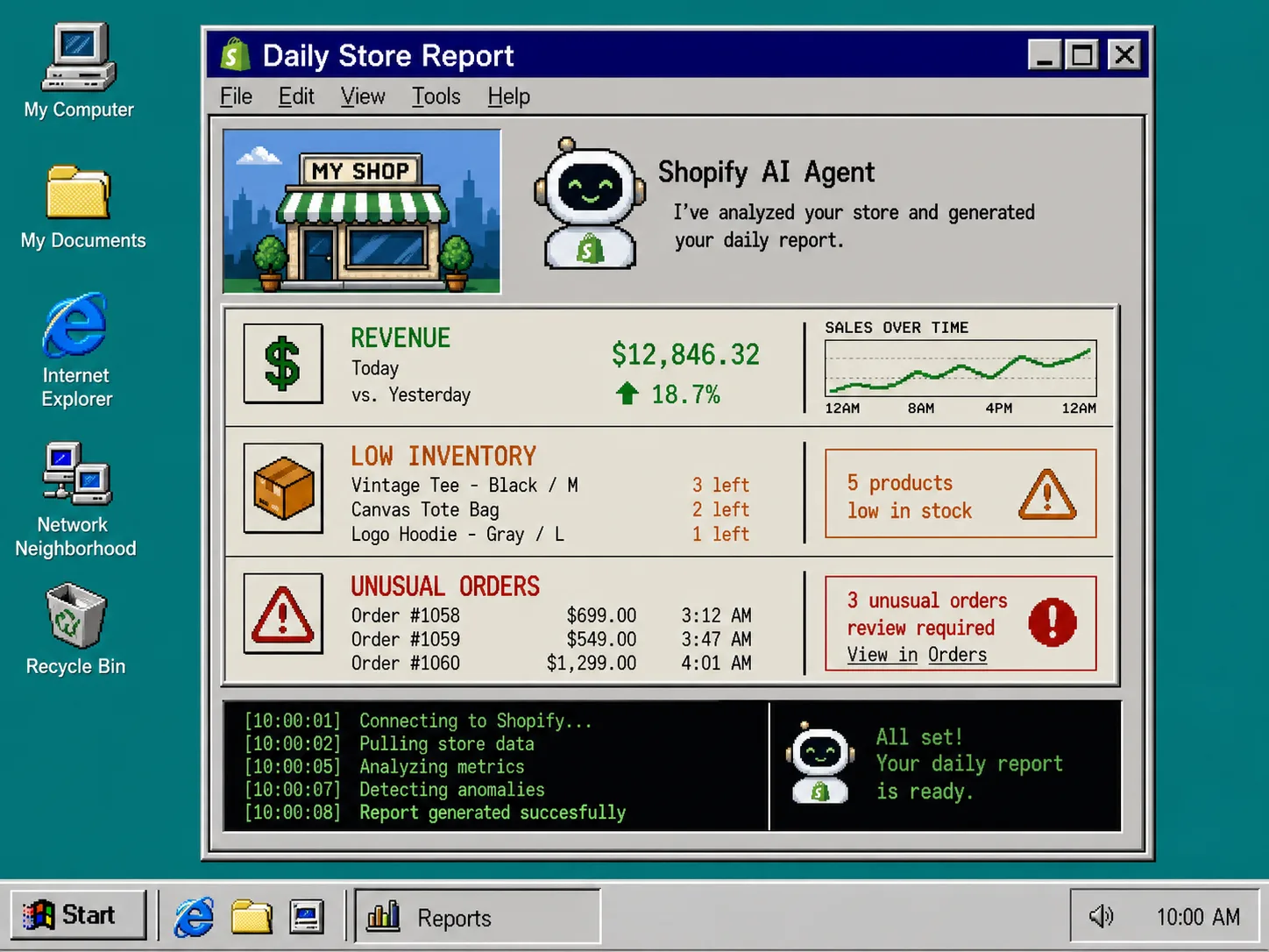 Daily store report dashboard