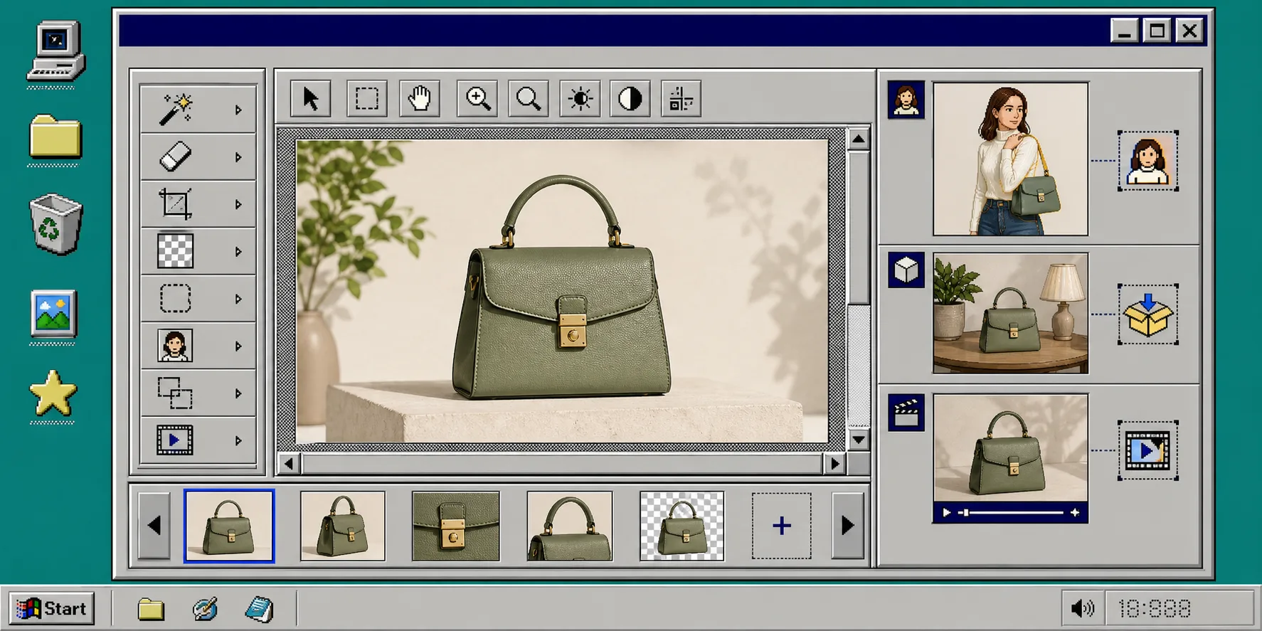Shopify product photo editor workflow with try-on and lifestyle outputs