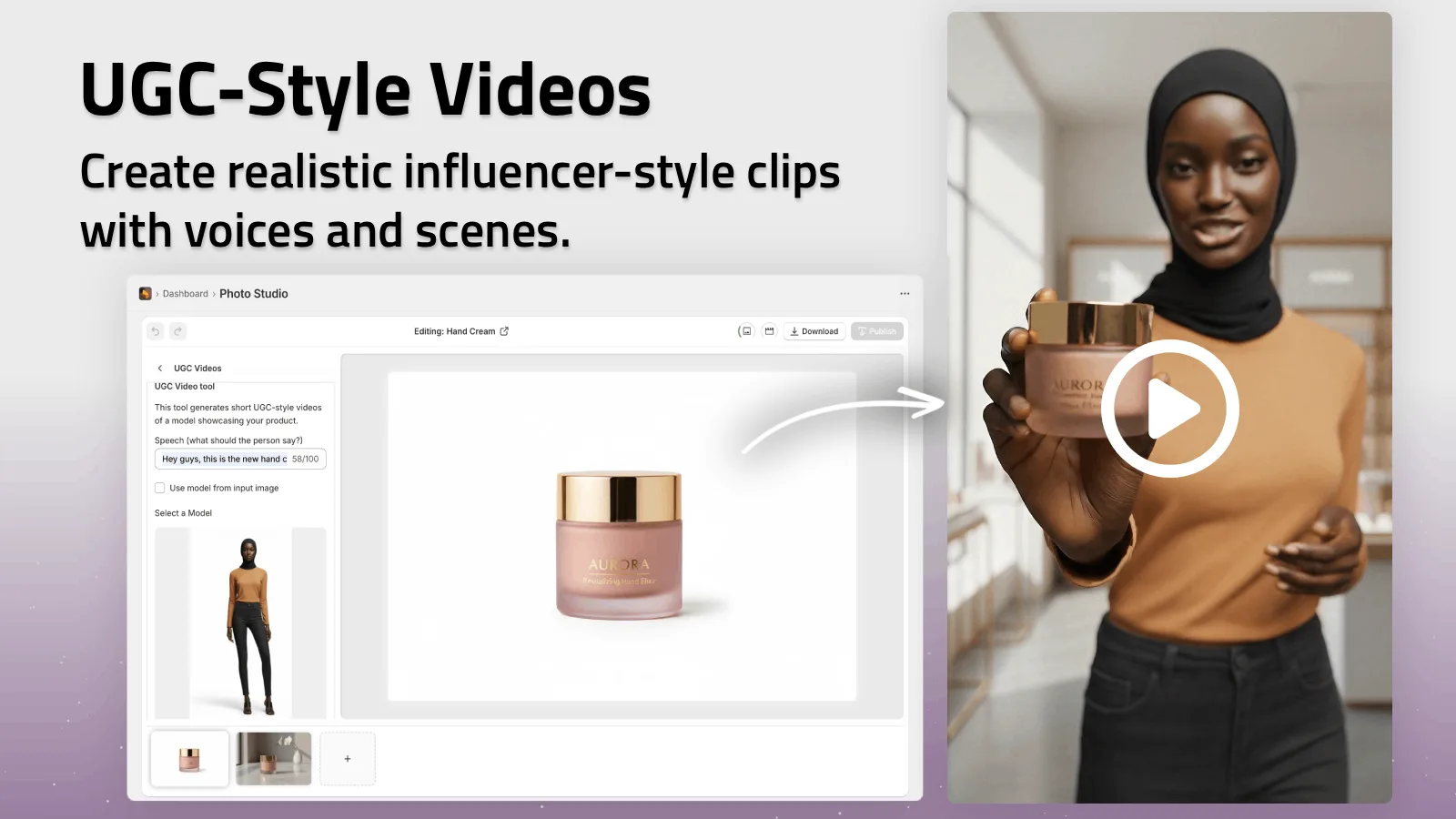UGC-style videos feature screenshot