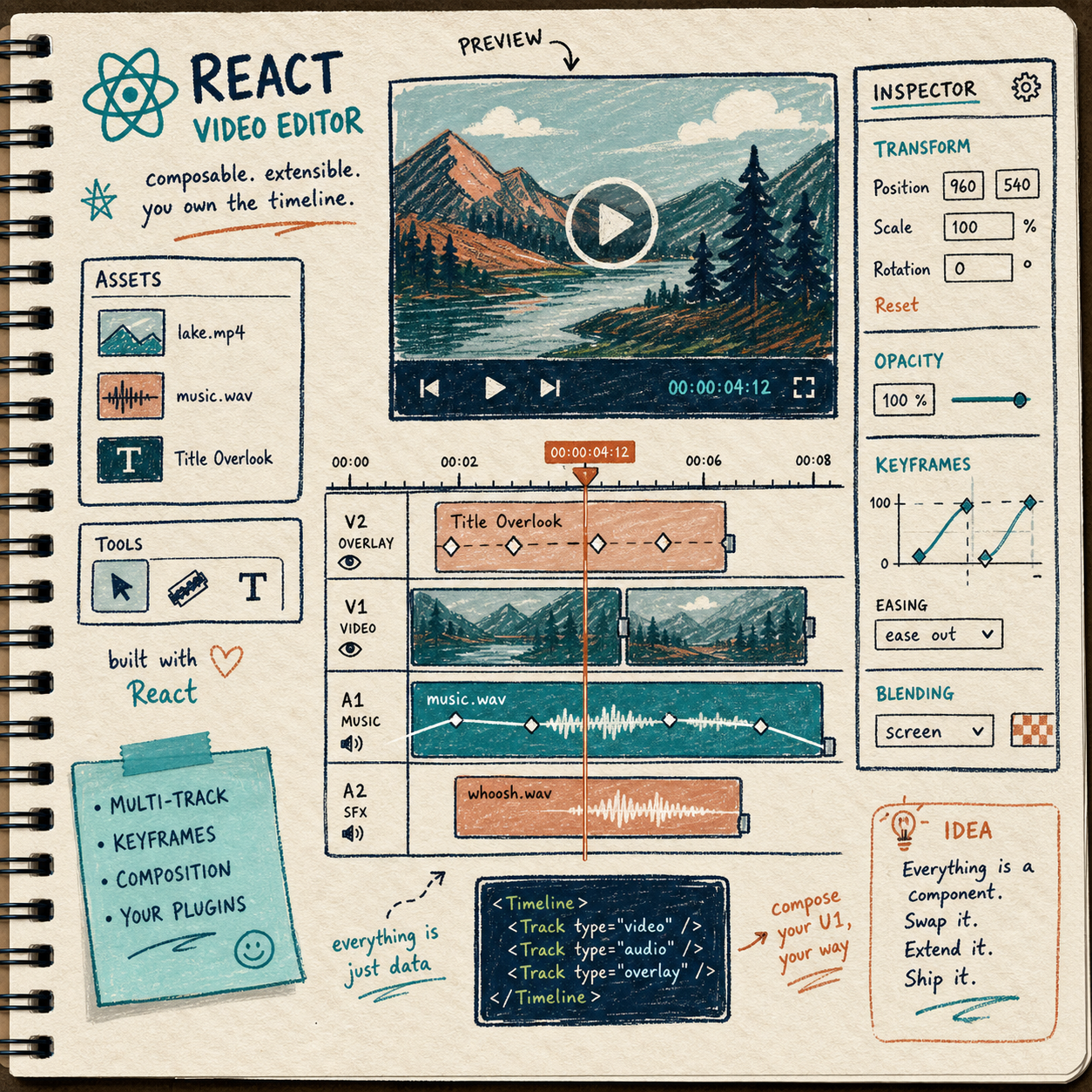 From TypeScript to Video in a retro help-center layout