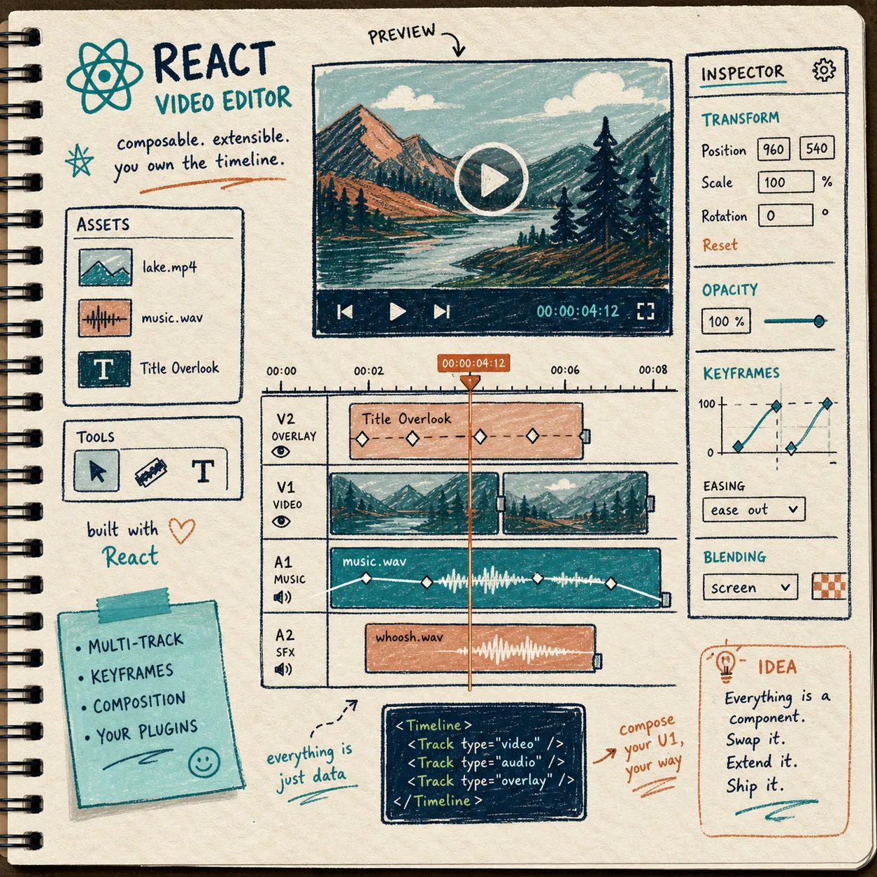 From TypeScript to Video in a retro help-center layout