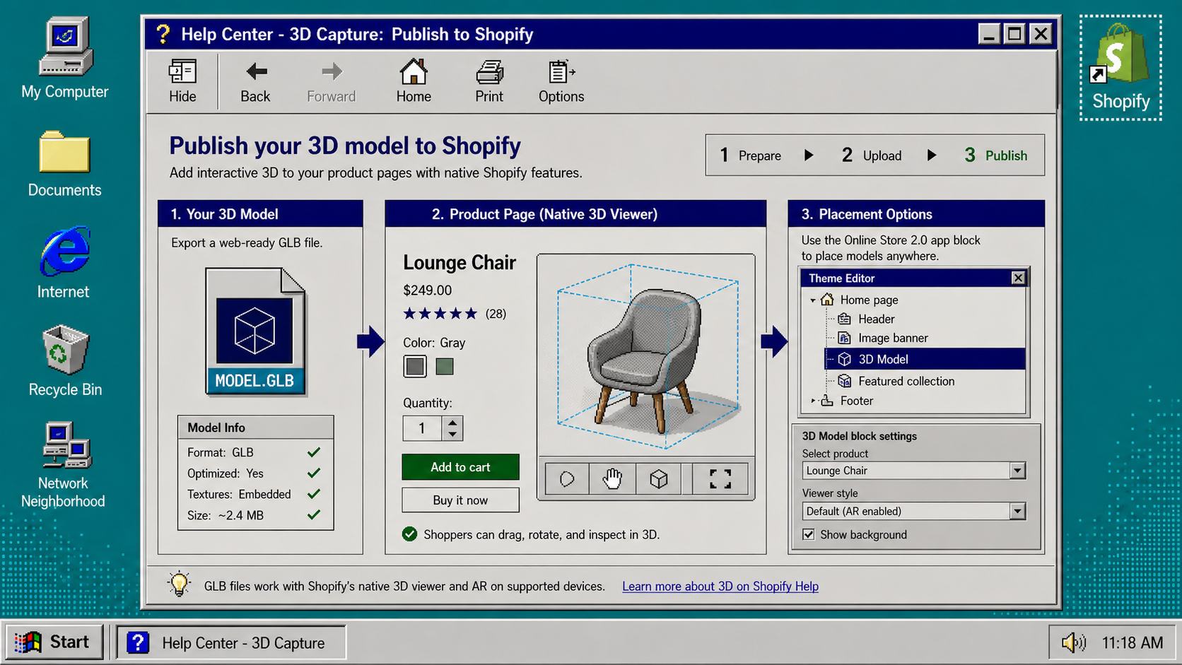 Publishing a GLB model to Shopify