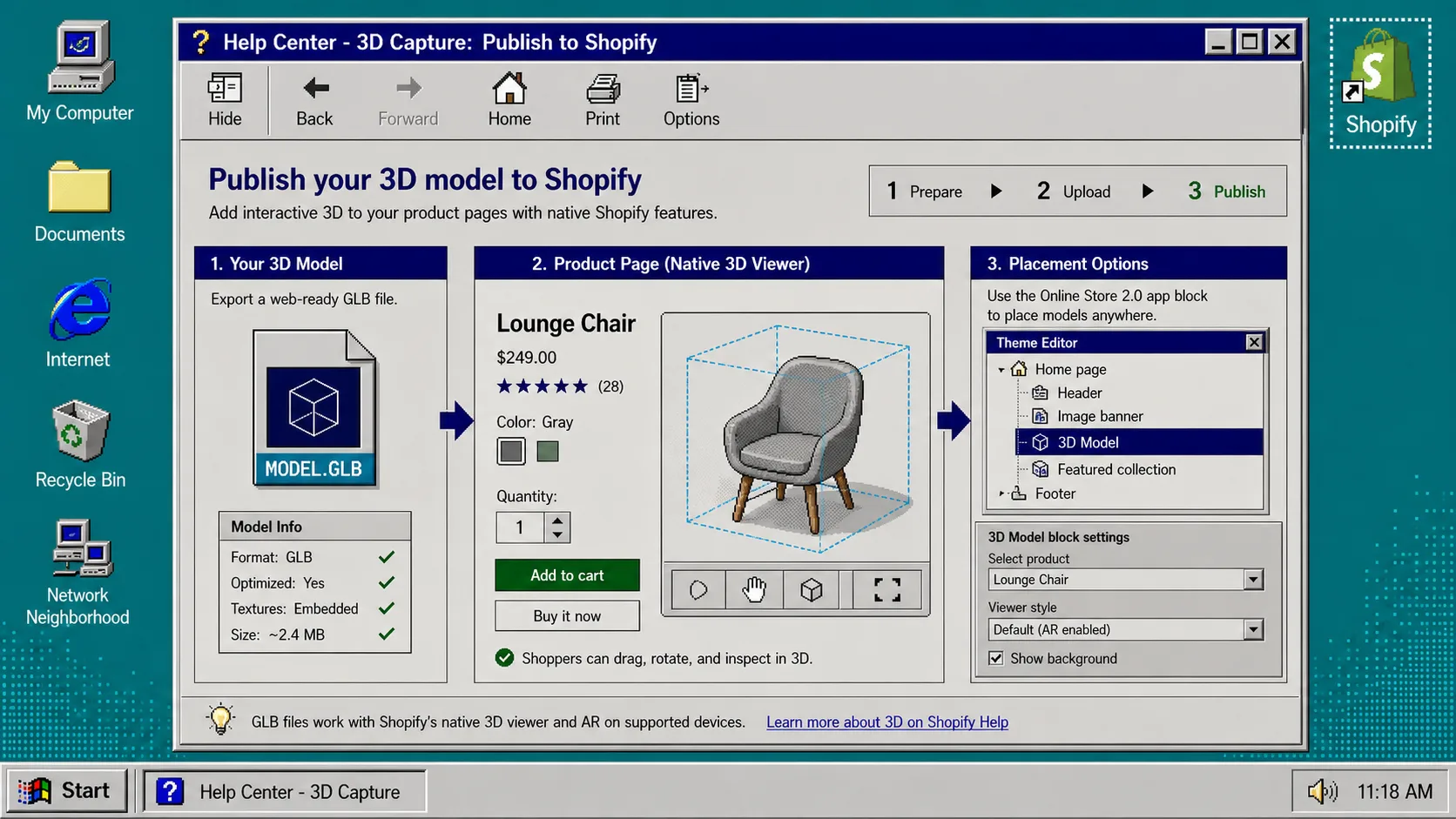 Publishing a GLB model to Shopify