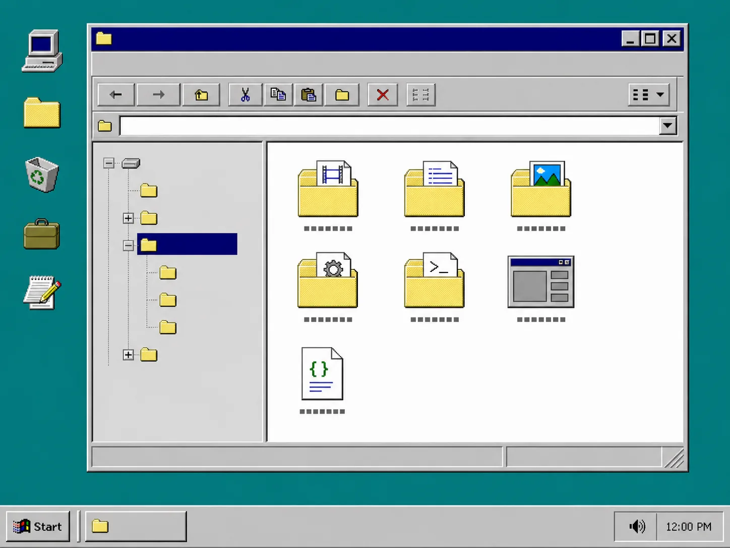 Retro file explorer showing a clean VideoFlow project structure