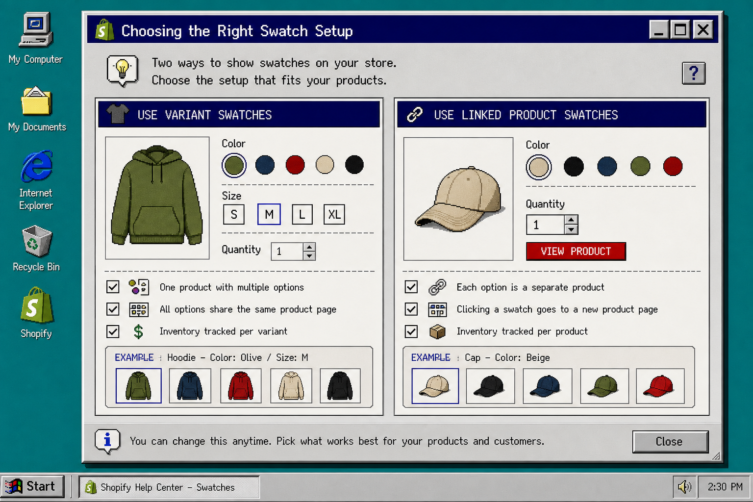 Variant swatch vs linked product setup