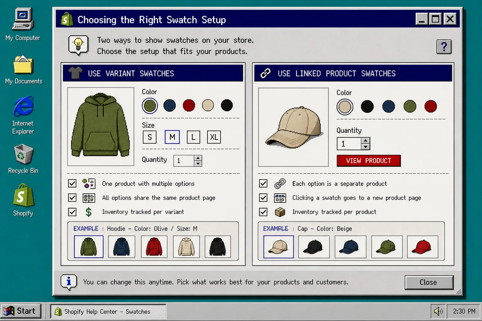 Variant swatch vs linked product setup