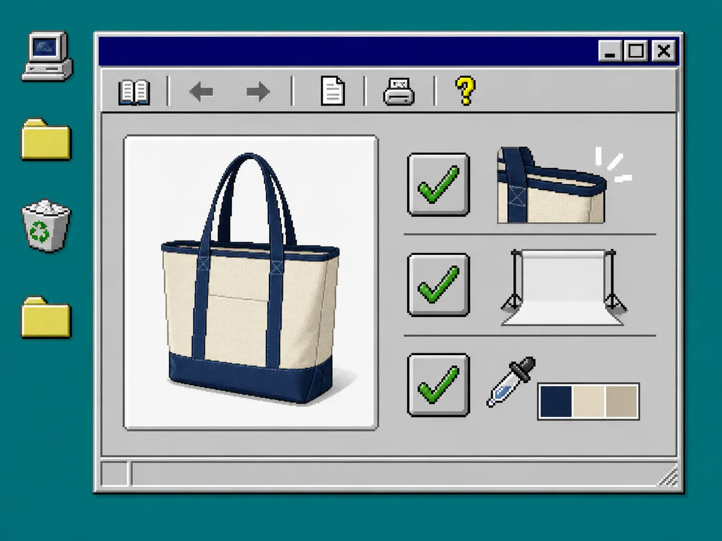 Windows 95 style source photo quality check