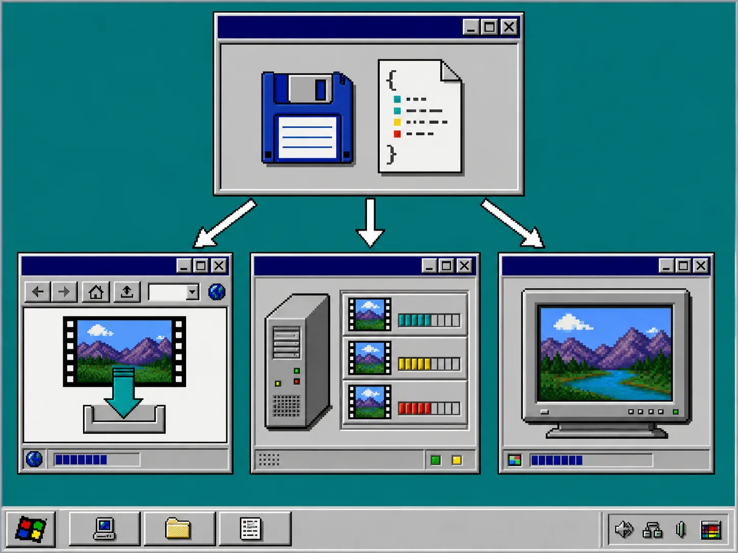 One portable video project routes to preview, browser export, and server queue