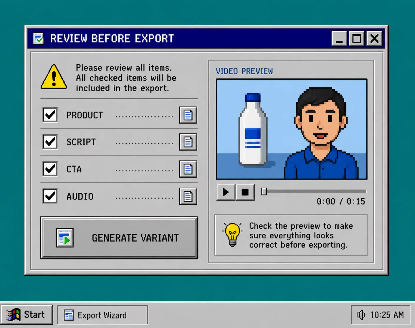 Retro review checklist for Shopify UGC video variants