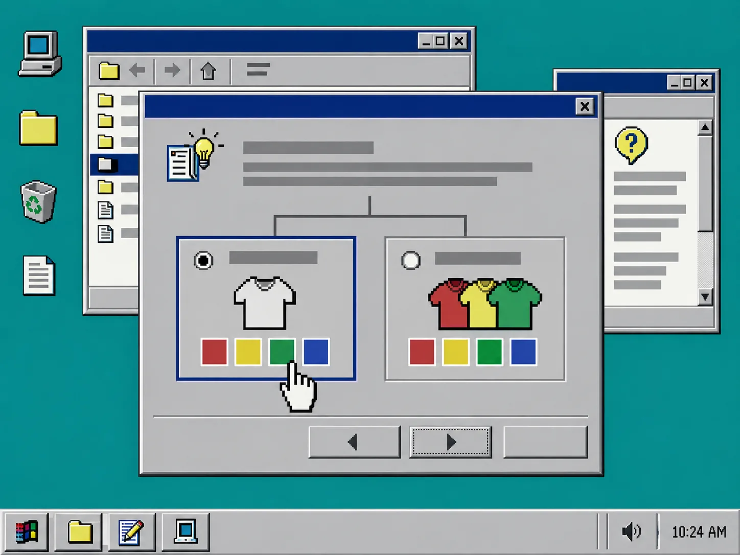 Retro setup dialog for choosing Shopify swatch configuration