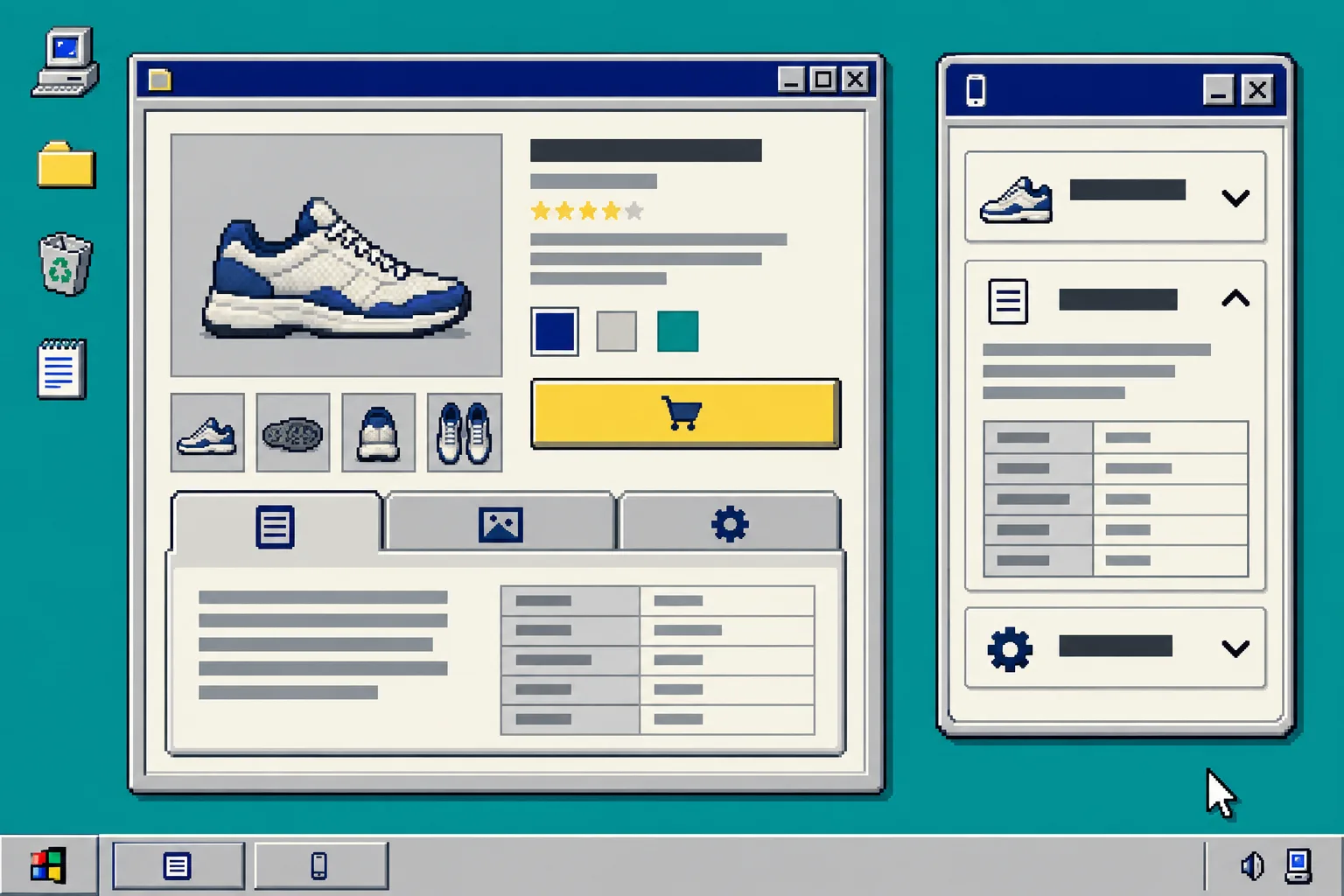 Desktop tabs and mobile accordions comparison for product information