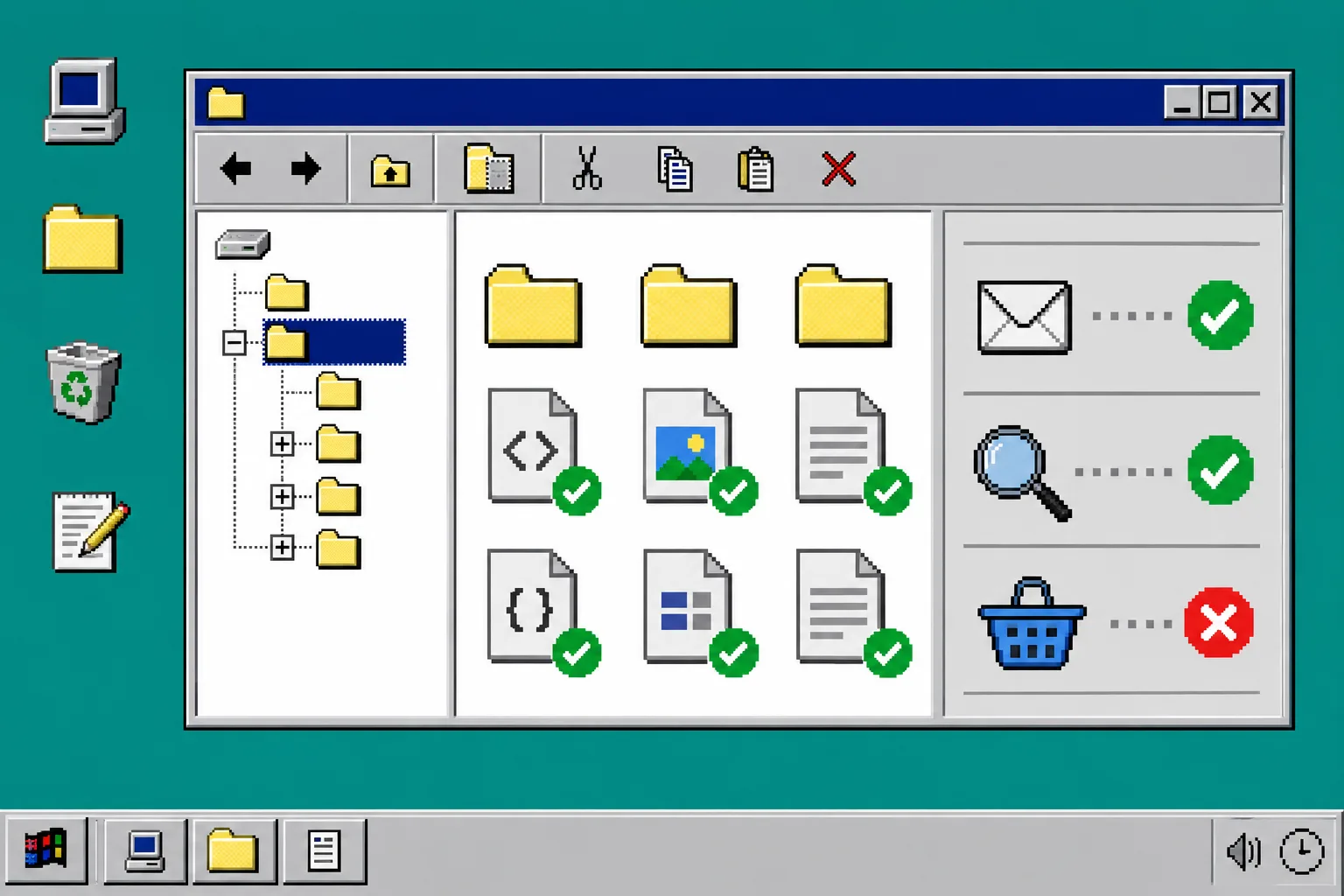 Windows 95-style export folder with replaced server dependencies
