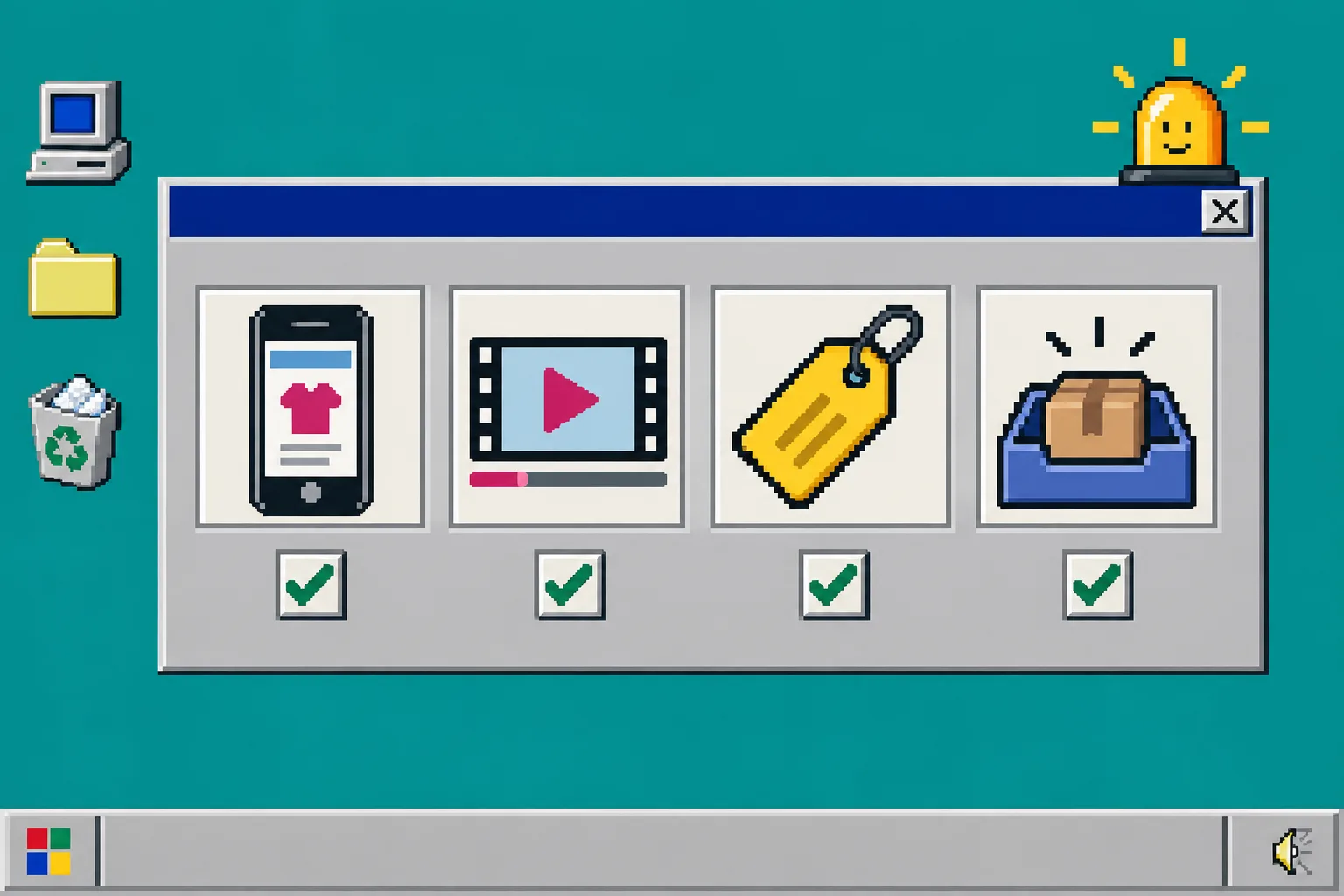 Retro pre-send checklist for a Shopify video email
