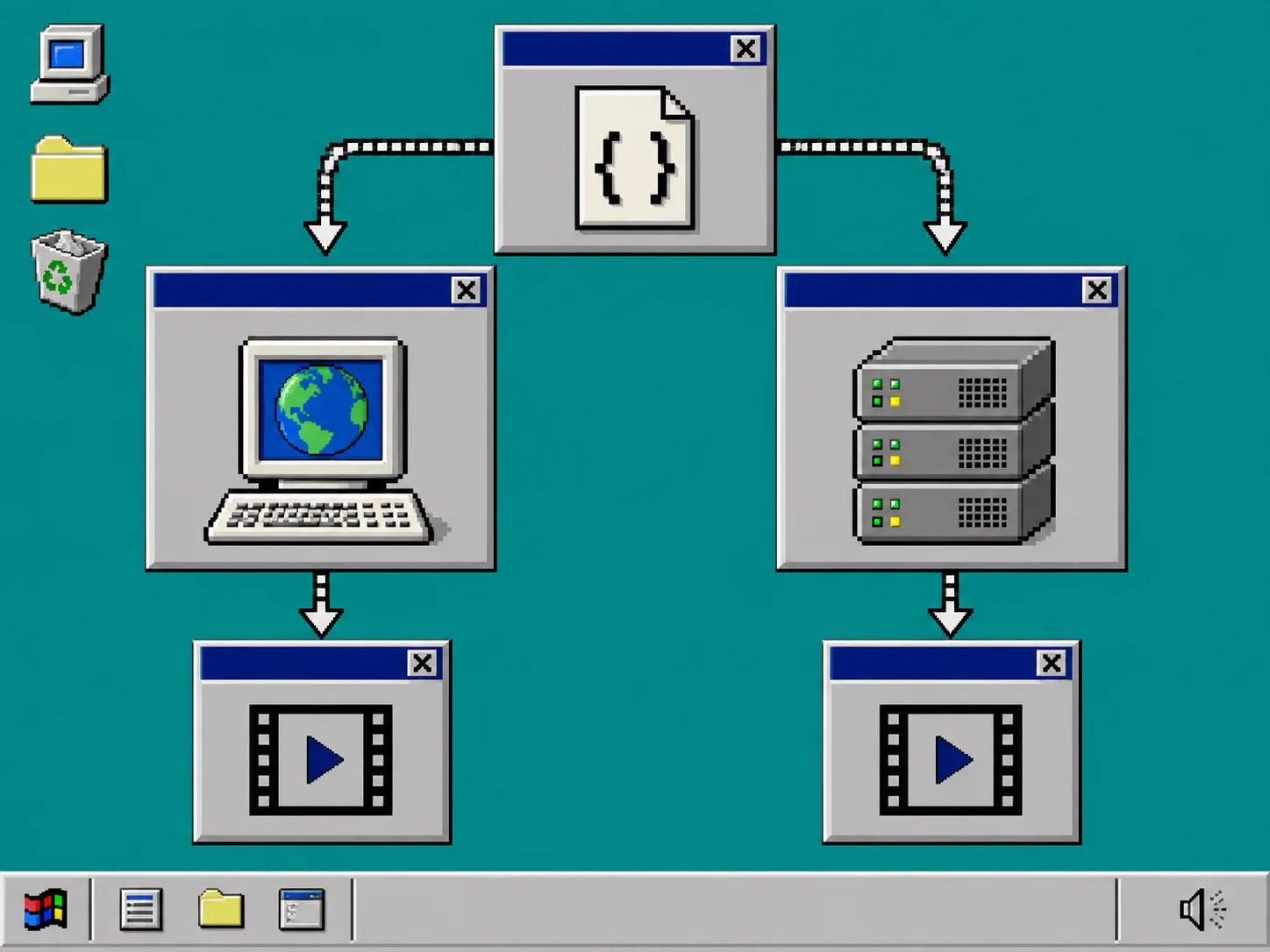 Browser and server rendering paths from one JSON video file