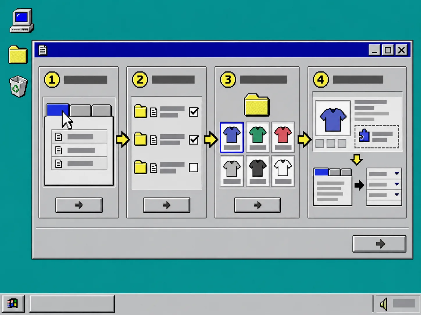 Windows 95 style workflow for setting up reusable Shopify product tabs