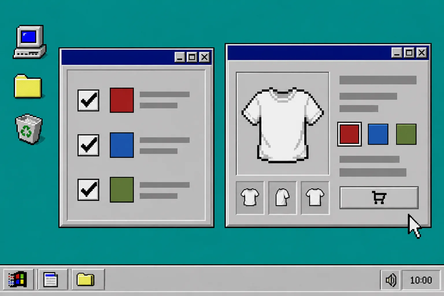 Retro checklist panel for Shopify linked-product swatches