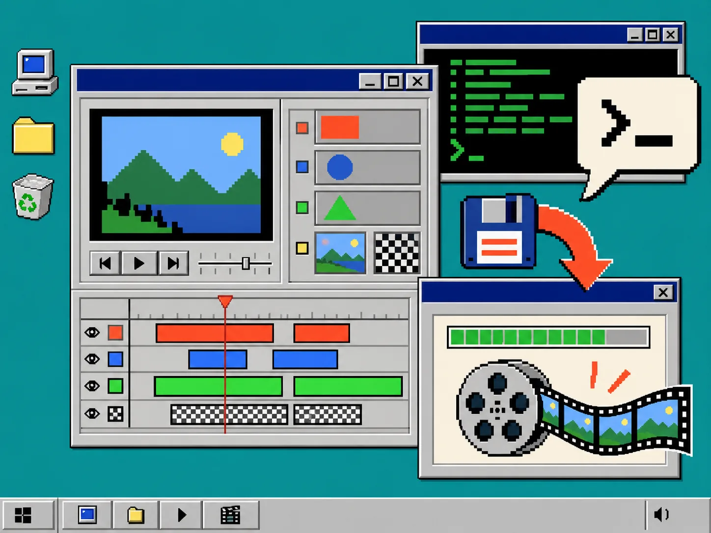 Retro editor and export dialog for revising a product trailer