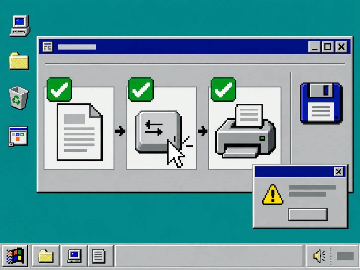Windows 95 style PDF form final verification checklist