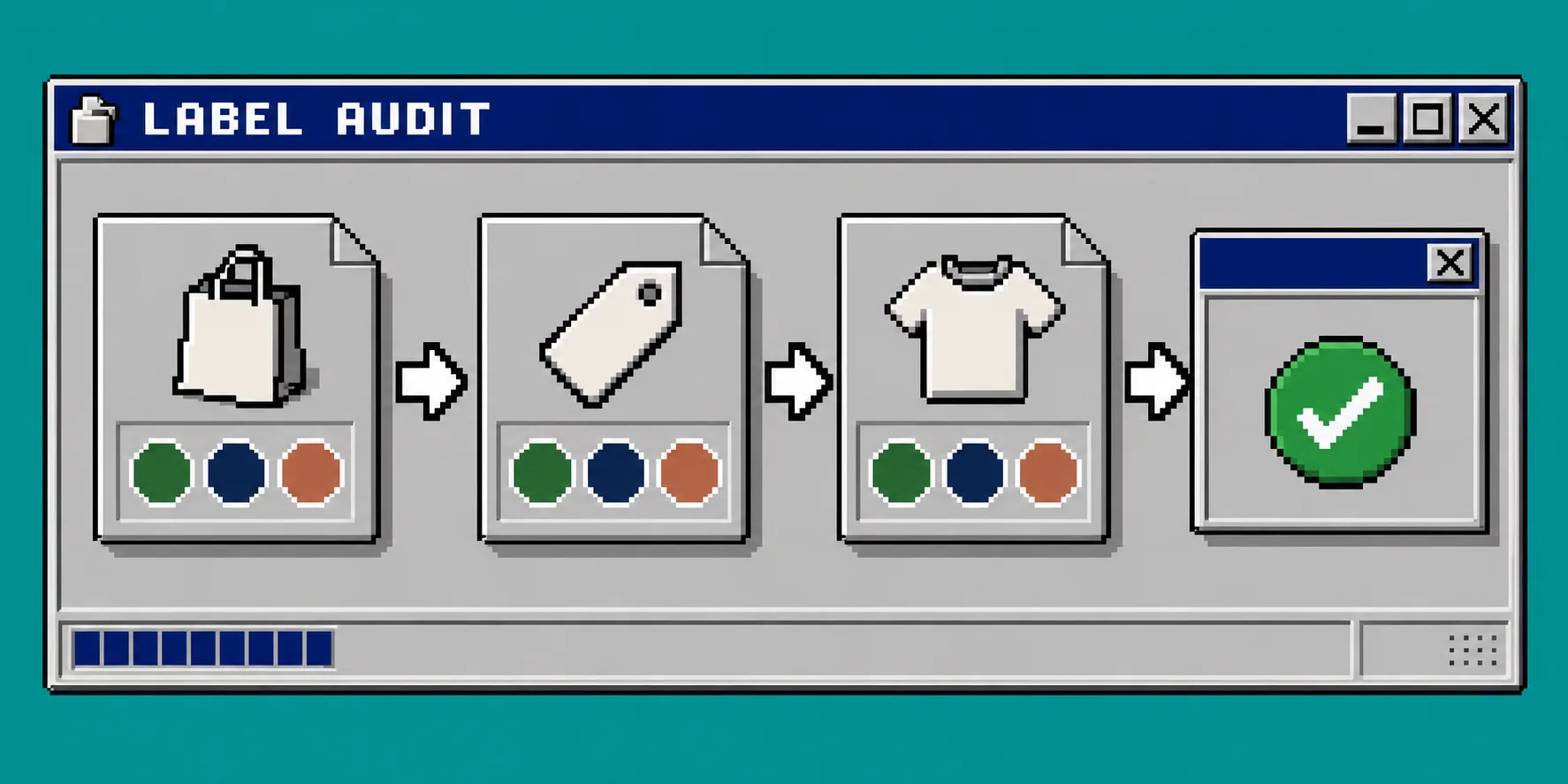 Three-step swatch label audit diagram