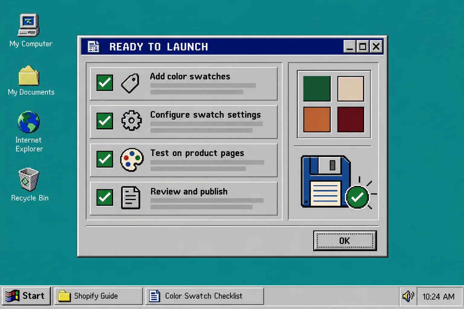 Retro launch-ready swatch checklist