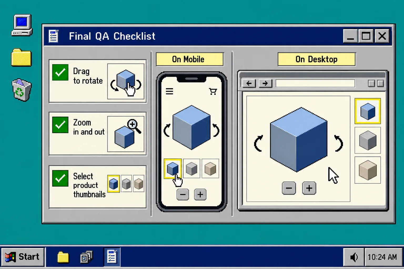 Desktop and mobile 3D product media QA checklist