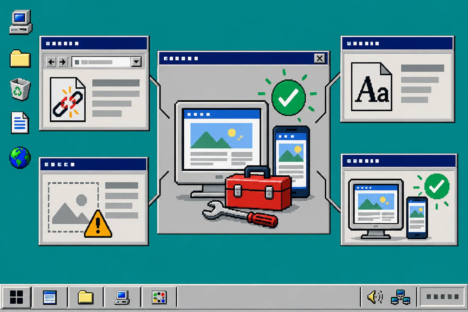 Troubleshooting window for static site links images and responsive layout