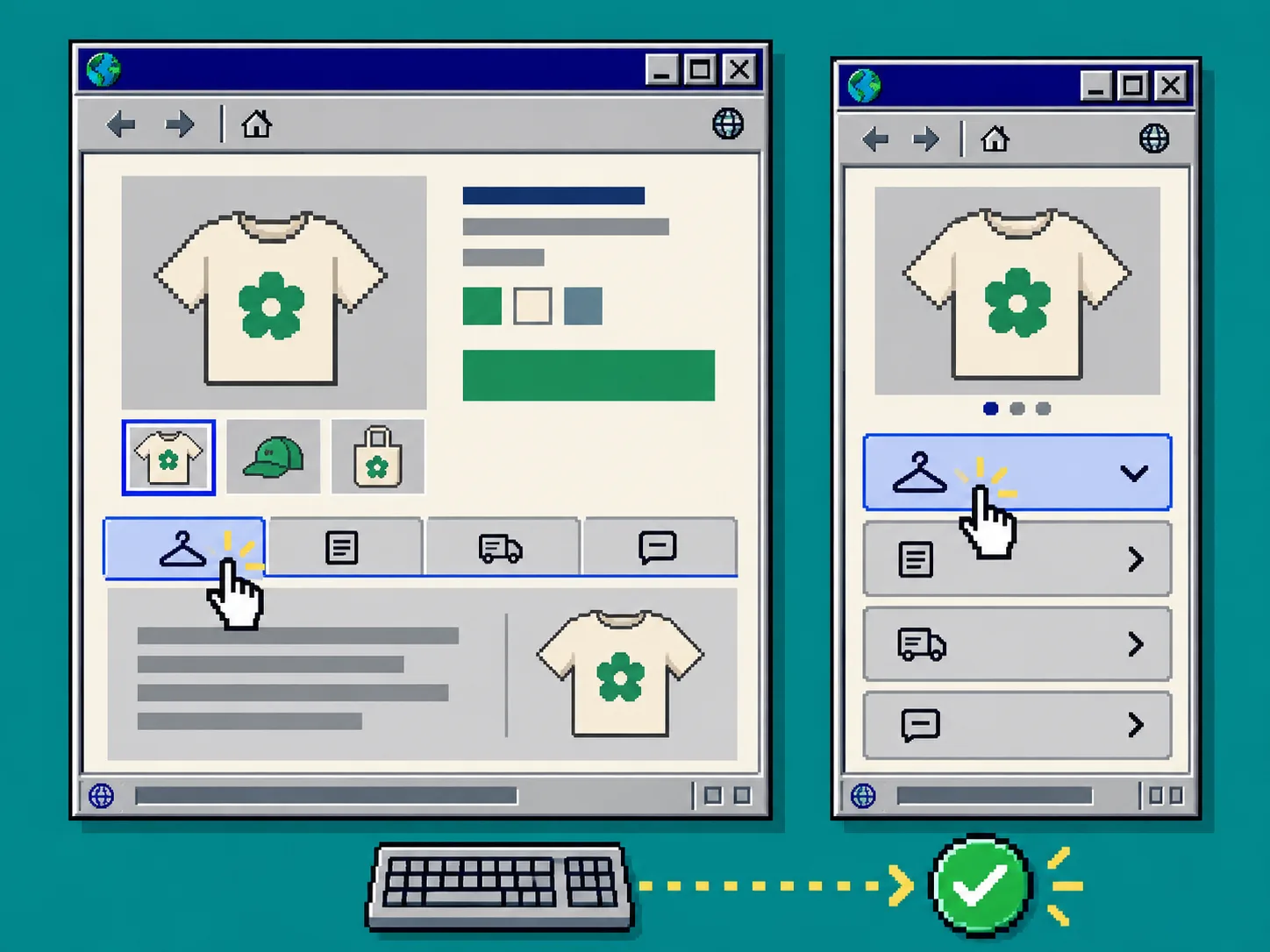 Desktop tabs and mobile accordions preview
